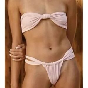 New! Set!‎ Stone Fox Swim lele knotted bandeau top bijou bottoms, size L.
